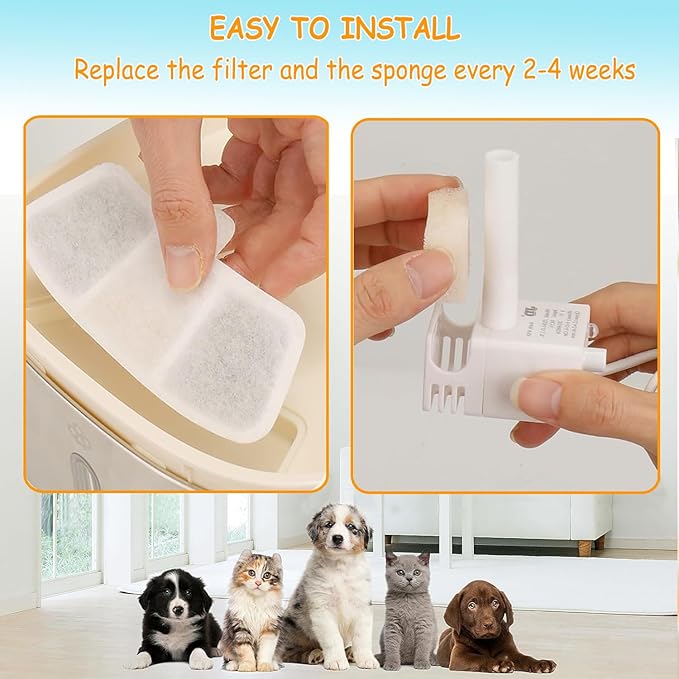 18 Filtros + 18 Esponjas para Fuente de Agua para Mascotas Oneisall PW04 3.5L miniatura 6