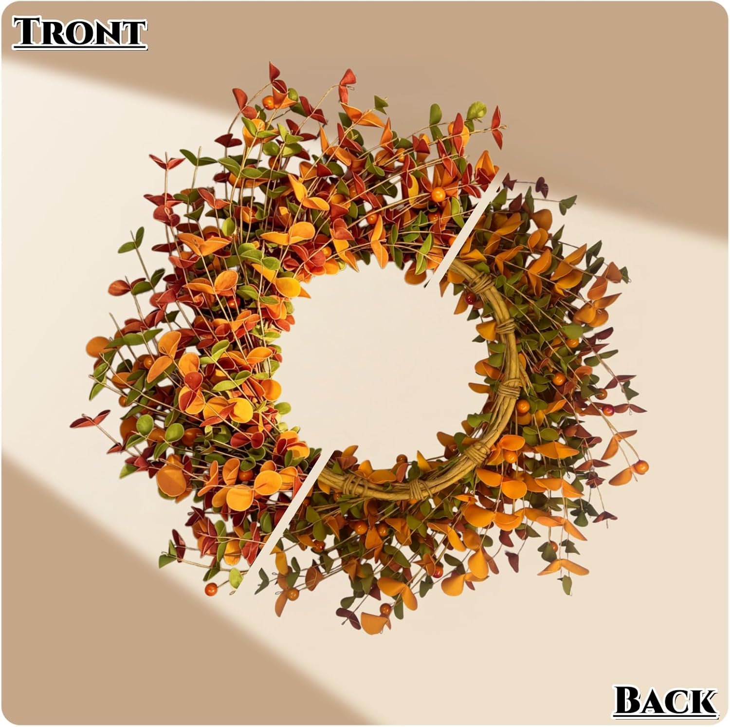 Beautiful 24 Inch Fall Berry Floral Wreath for Front Door