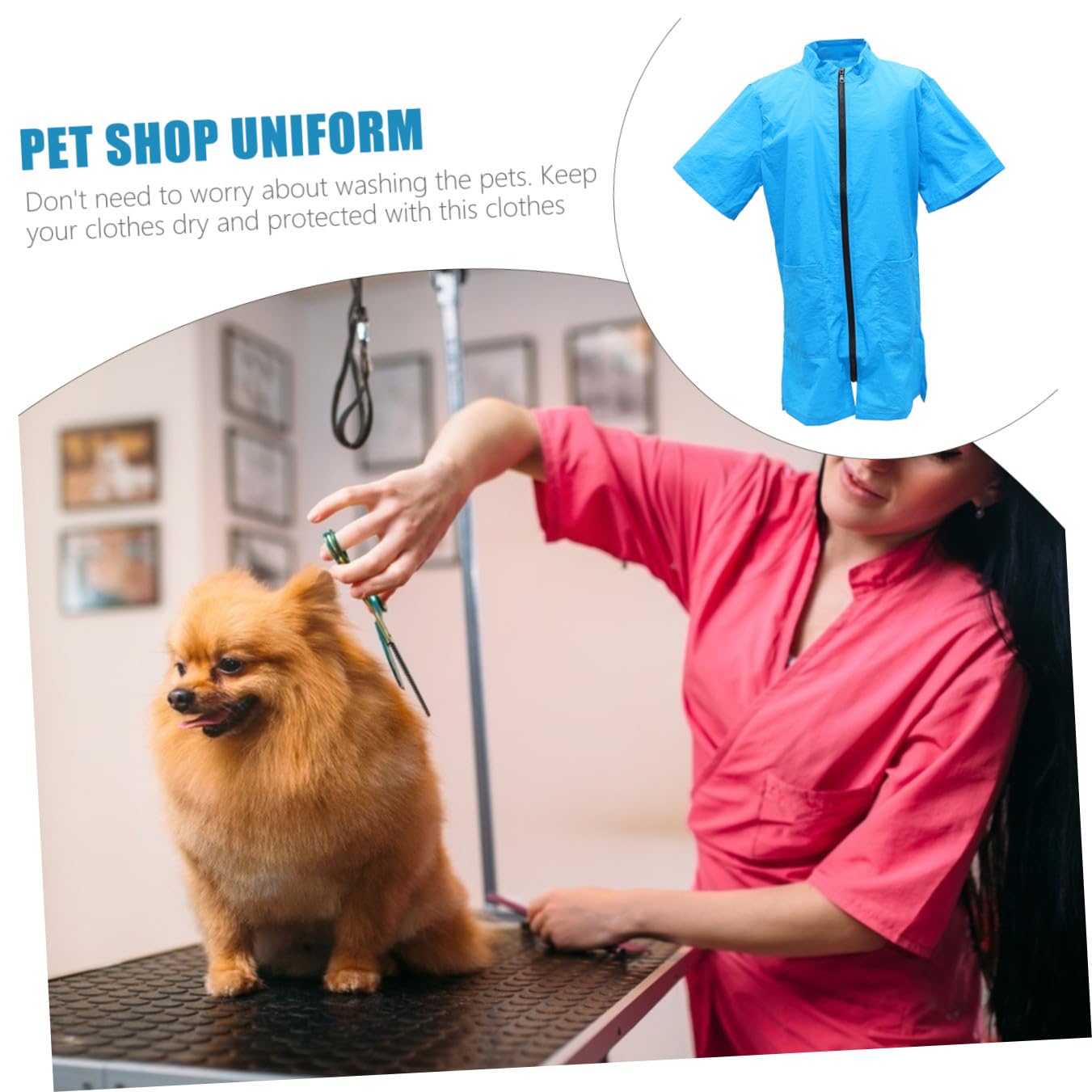 Toddmomy Tablier Uniforme de Travail Confortable en Nylon Bleu pour Cosmétologue Imperméable Protection Anti-humidité pour Animaux de Compagnie Adapté Salon de Toilettage