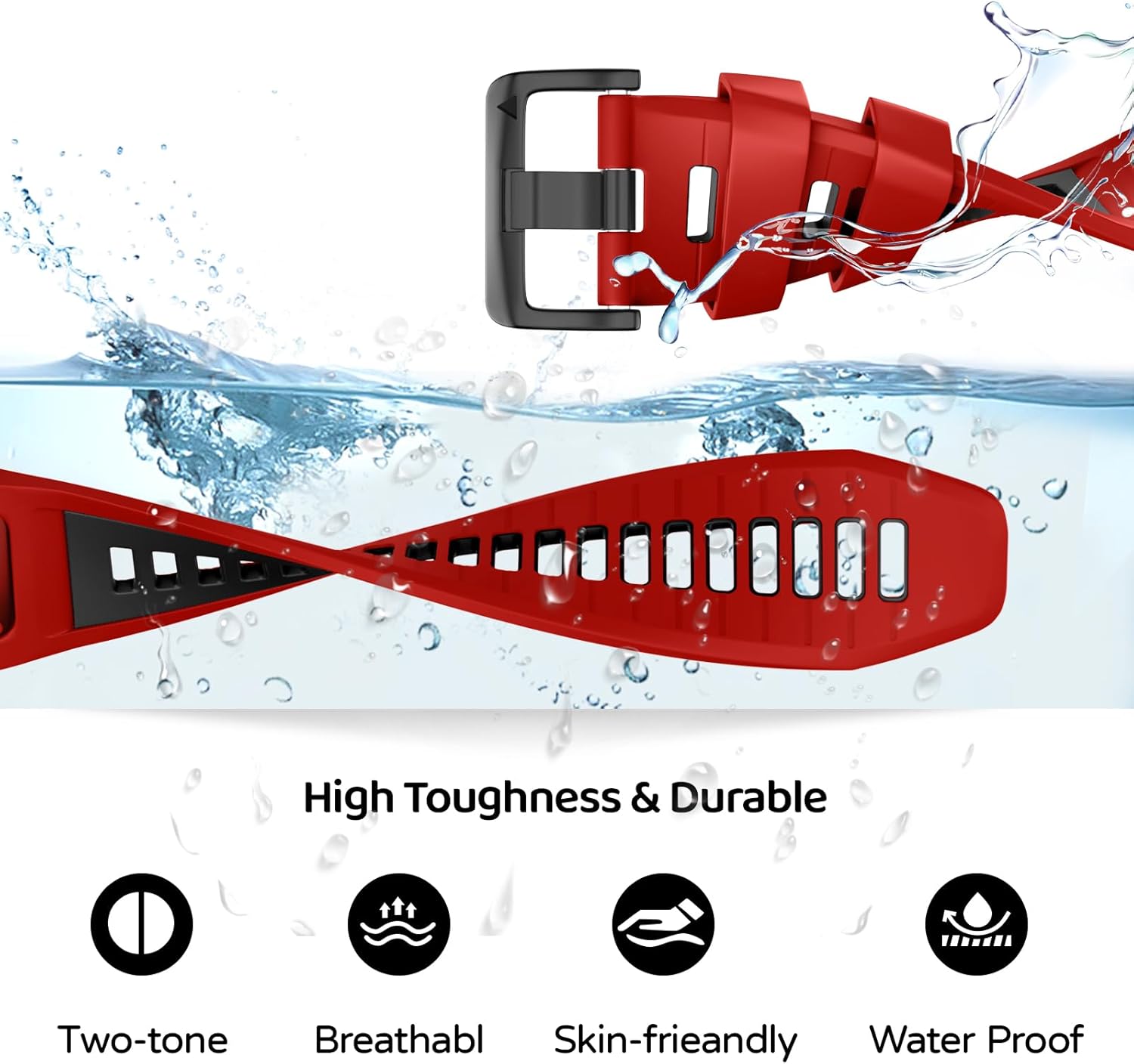 Watch Band for Garmin Fenix 8 47mm/Fenix 7/Fenix 6/Fenix 5/Epix Pro 47mm, 22mm Silicone QuickFit Replacement Bands - Image 3