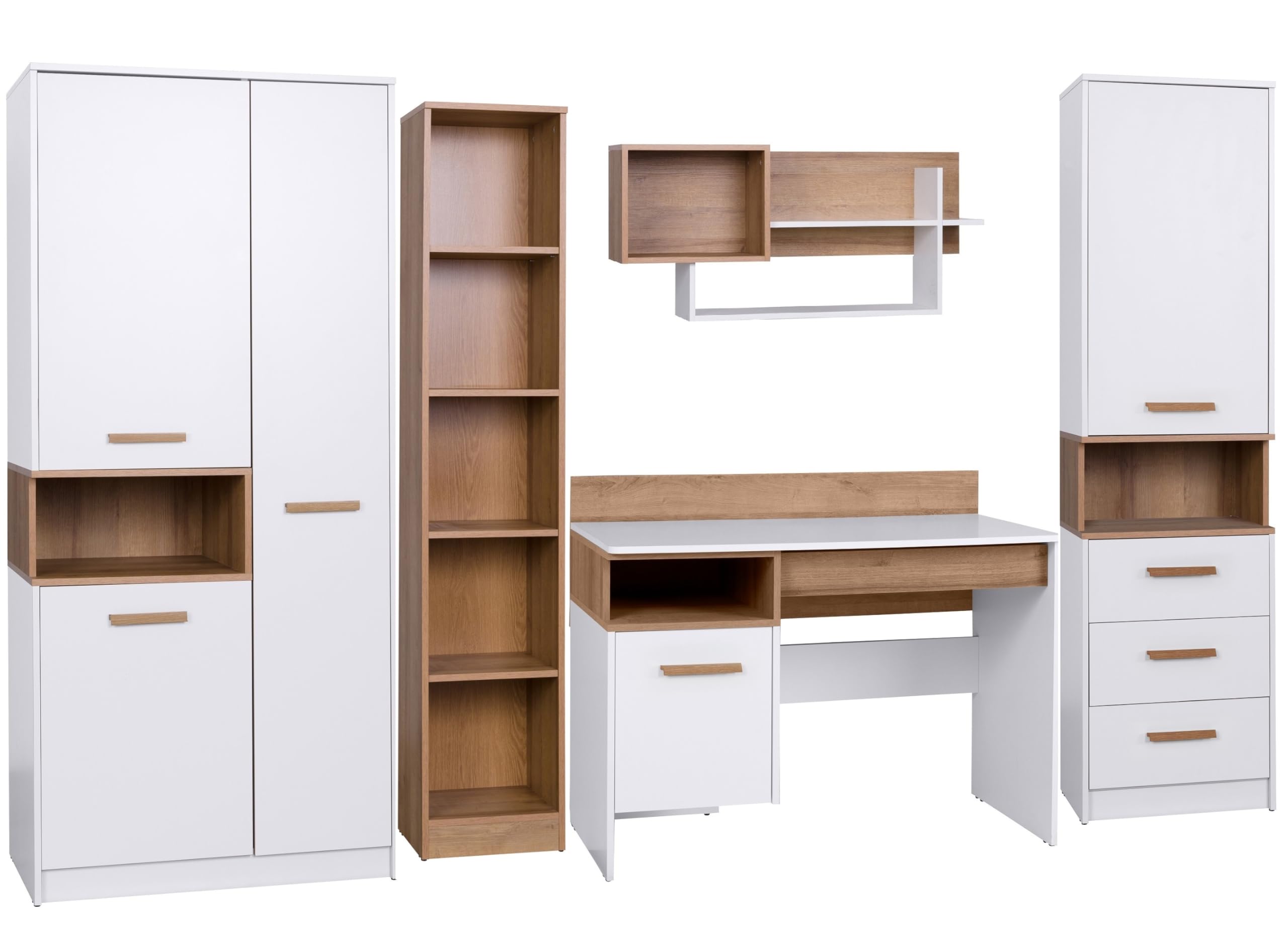 Grant Möbelset Set 30, Kleiderschrank, Schreibtisch, Regale, Jugendzimmer