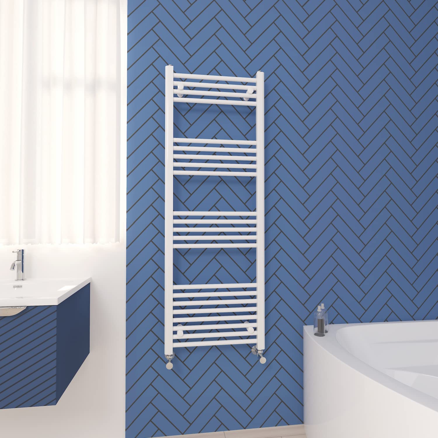 NRG Straight Central Heating Towel Rail Bathroom Radiator White 1400×500mm