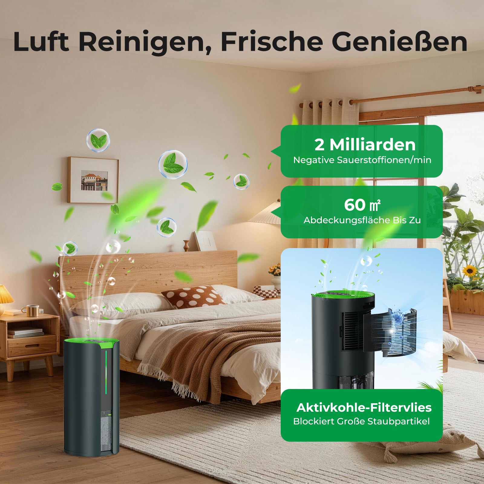 Evaporative Luftentfeuchter 16L/24H mit Waschetrockner & Luftreiniger, Funktioniert auch bei -15°C, mit Ablaufschlauch, 100m² Abdeckung für Keller, Bad, Schlafzimmer, Küche