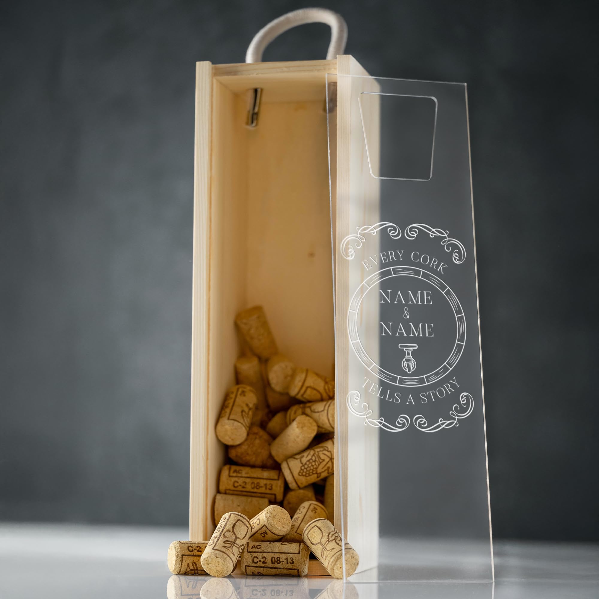 So Bespoke Personalised Engraved Cork Box Custom Wine Cork Presentation Box Wedding Gift Idea Cork For Couples