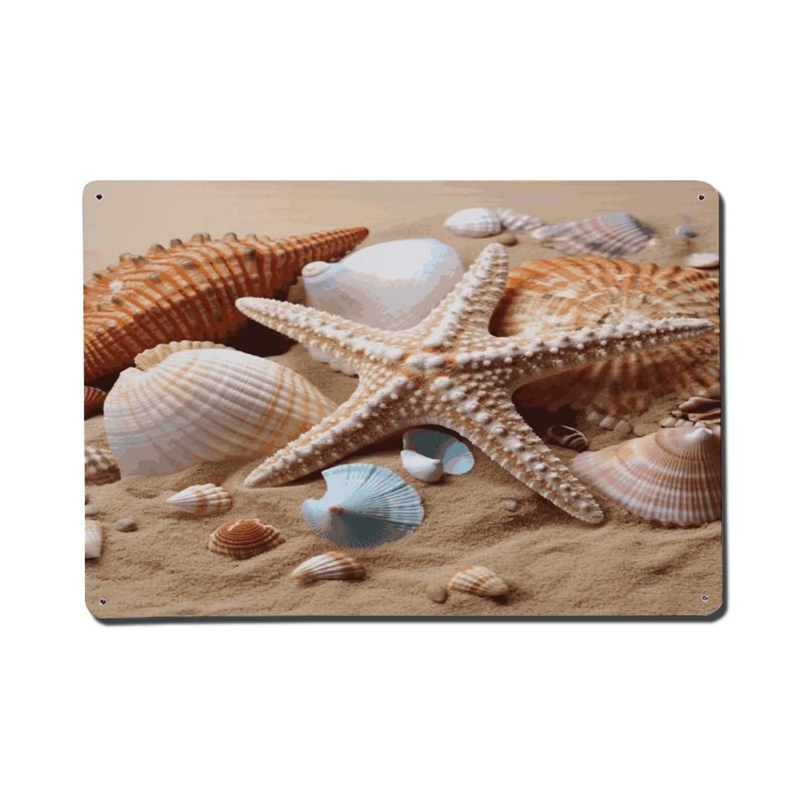 Adfgyerh Style Seashells Starfish Metal Signs Funny, Aluminum Tin Sign Indoor Outdoor Decor, Vintage Signs For Home Office Kitchen Bar Cafe Garden Farmhouse Wall Decor