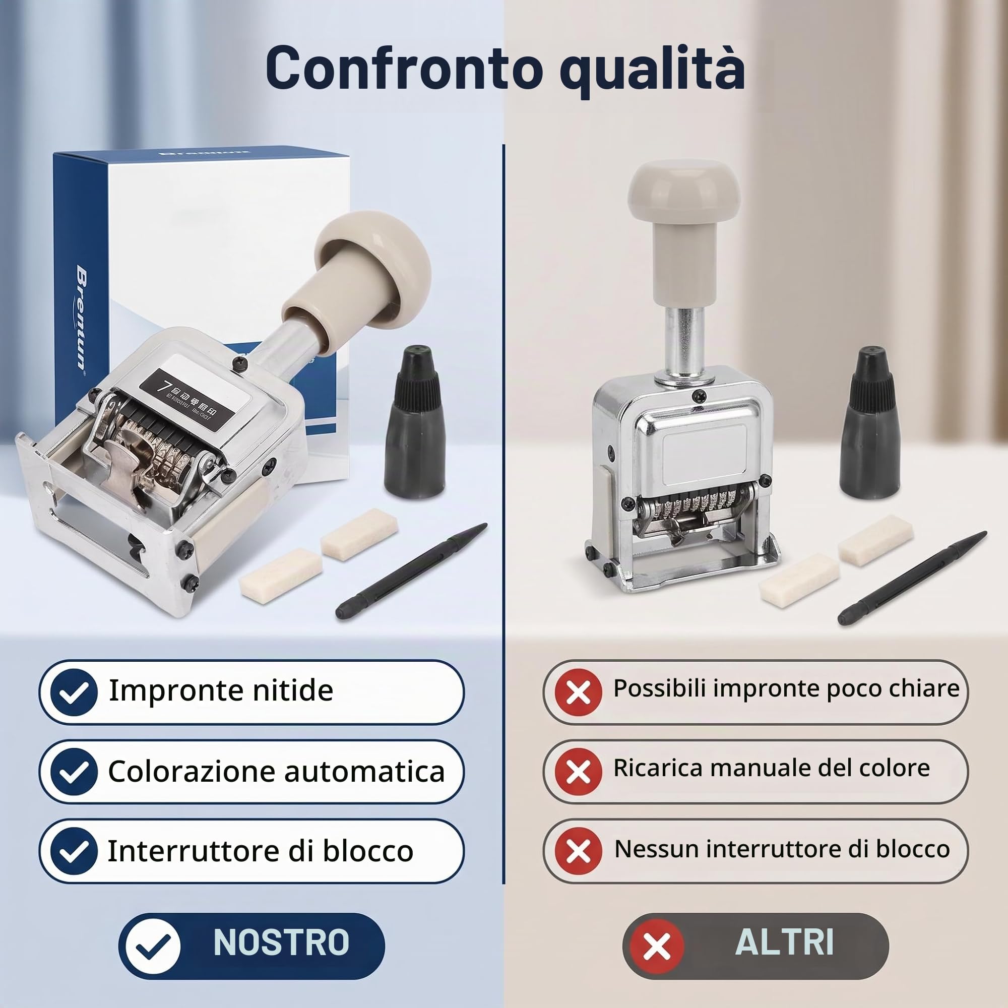 Numeratore, Numeratore per Sigilli a 7 Numeri, Numeratore per Francobolli, Numero di Timbro, con Inchiostro per Timbri