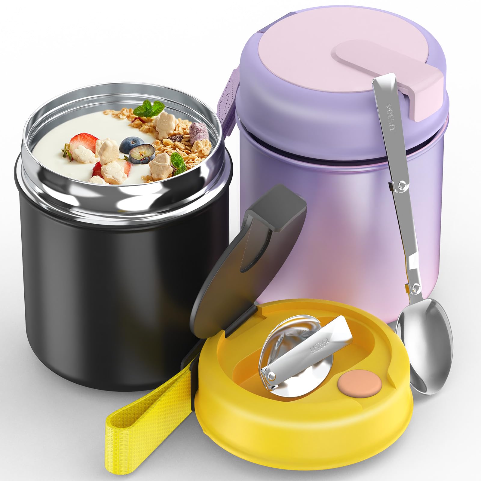 MZLMZL 15.8 Oz Leak Proof Soup Container with Folding Spoon