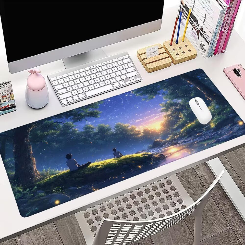 Alfombrilla de Mouse para Juegos, Blu, XXL, Antideslizante, Impermeable, Diseño de Cielo stellato, Extendido, Grande, 1200x600x3mm, para PC, Laptop, Ufficio, Famiglia d-864