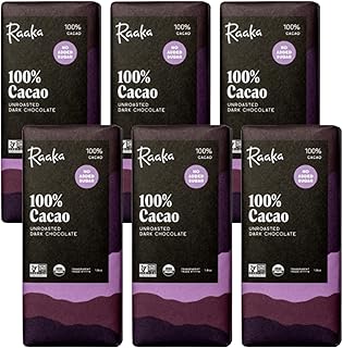 Raaka 100% Dark Chocolate Bars - Unsweetened, Bitter, Sugar Free, Pure C...