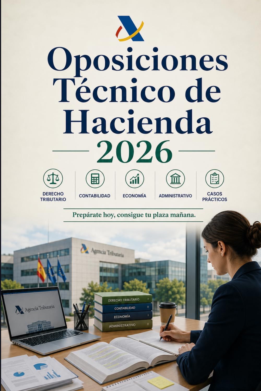 Oposiciones Técnico de Hacienda 2026: Agencia Tributaria A2 con derecho tributario, contabilidad, economía, administrativo, casos prácticos y planificación