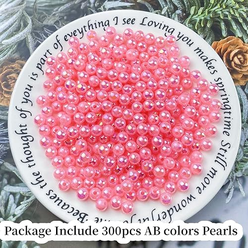 Miniatura 2 de 300 cuentas de perlas para manualidades de 0.315 pulgadas (0.315 in), cuentas redondas sueltas de perlas para collares, pulseras, aretes,