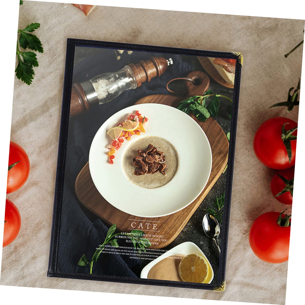 NAMOARLY 2pcs Recipe Folder Clear Brochure Holder Stand The Menu Transparent Awards Covers Clear Menu Covers Menu Holders for Restaurant View Transparent Restaurant Net Receipes PVC Black