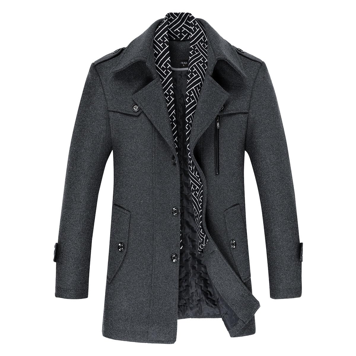 Allthemen Trench Corto Invernale da Uomo Trench di Lana Cappotto Spessa e Sottile Soprabito Parka Giacca a vento Giacca con risvolto