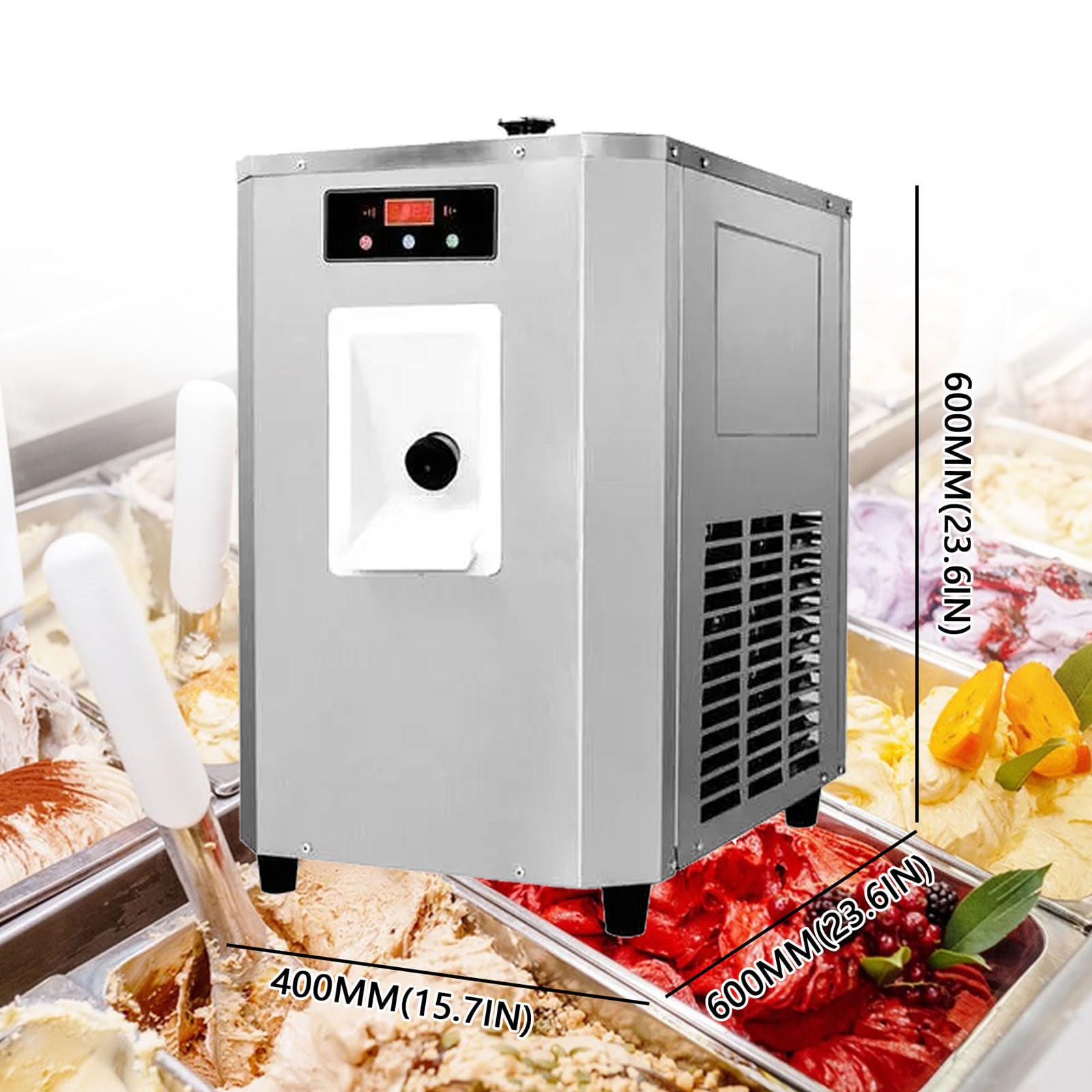 Gelatiera Commerciale Da 24 L/h, Macchina Per Gelato Paghetti Da 1350 W Con Capacità Di 7 L, Controllo Con Display Digitale, Raffreddamento Rapido, Per Ristoranti, Snack Bar, Supermercati, Food Truck
