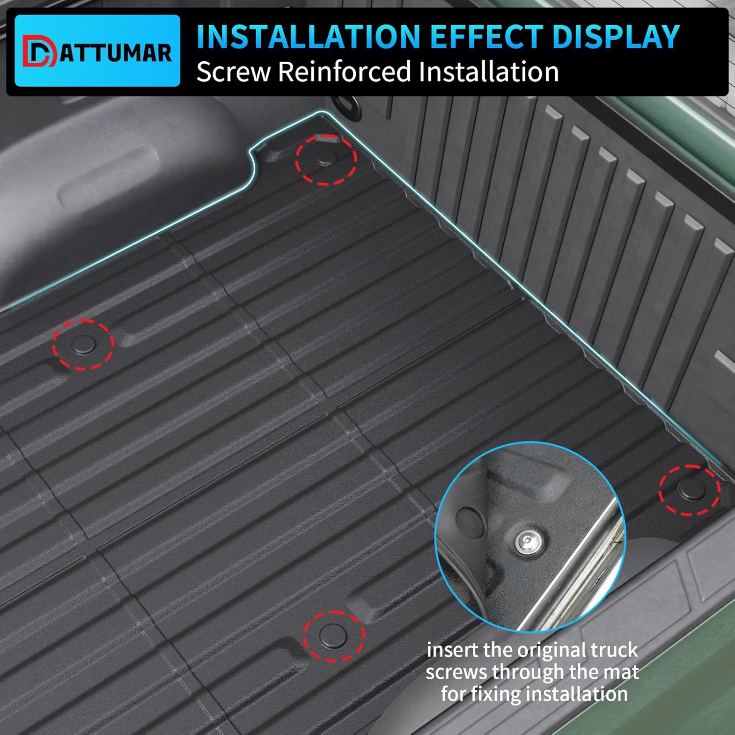 Truck Bed Mat Tailgate Mat Compatible with 2021-2025 2026 Ford F150 or F150 Lightning 5.5Ft Bed All Weather Protection TPE 2024 F-150 Accessories (21-26 F150 & Lightning 5.5FT)