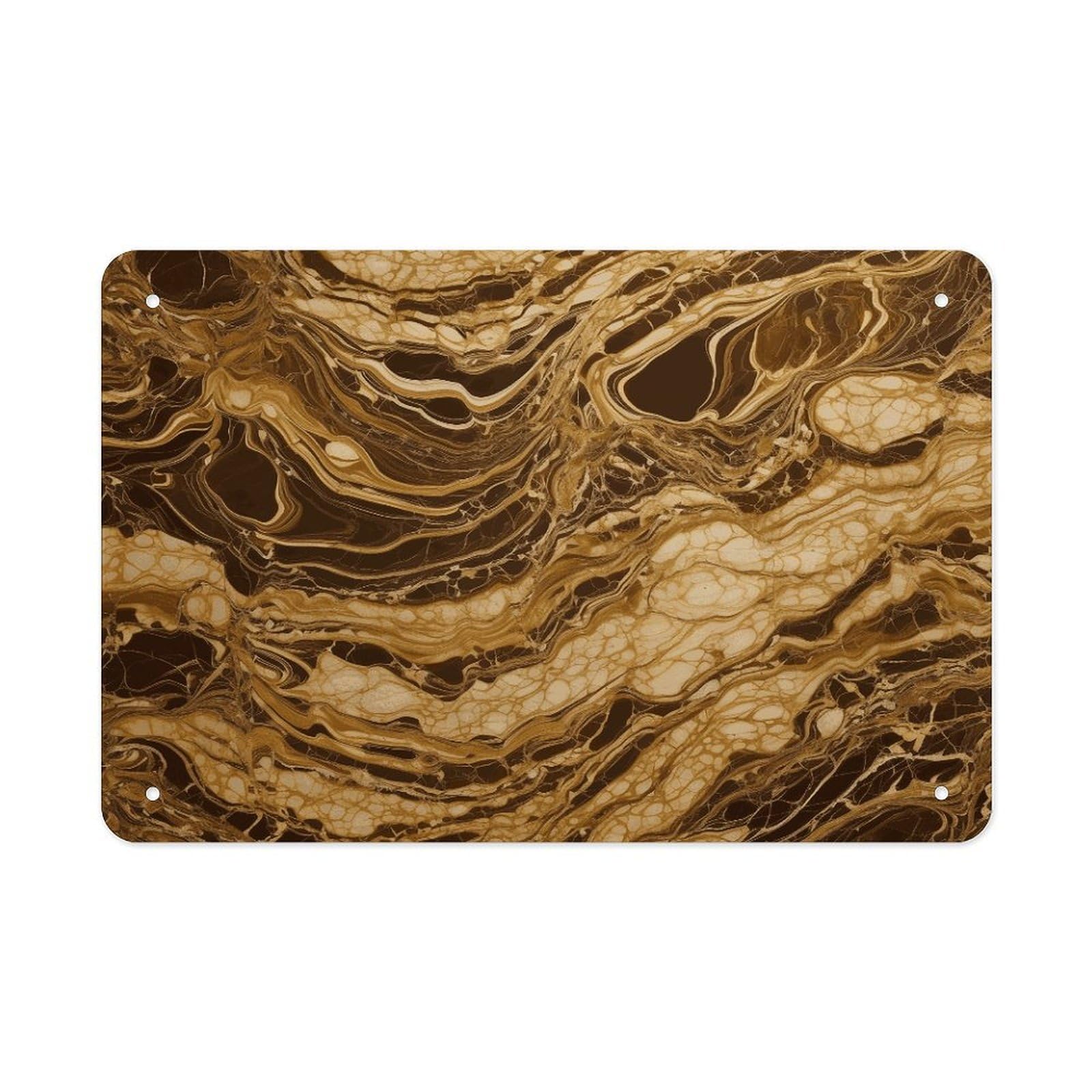 Fekiloot Style Golden Marble Metal Signs Wall Art Tin Sign