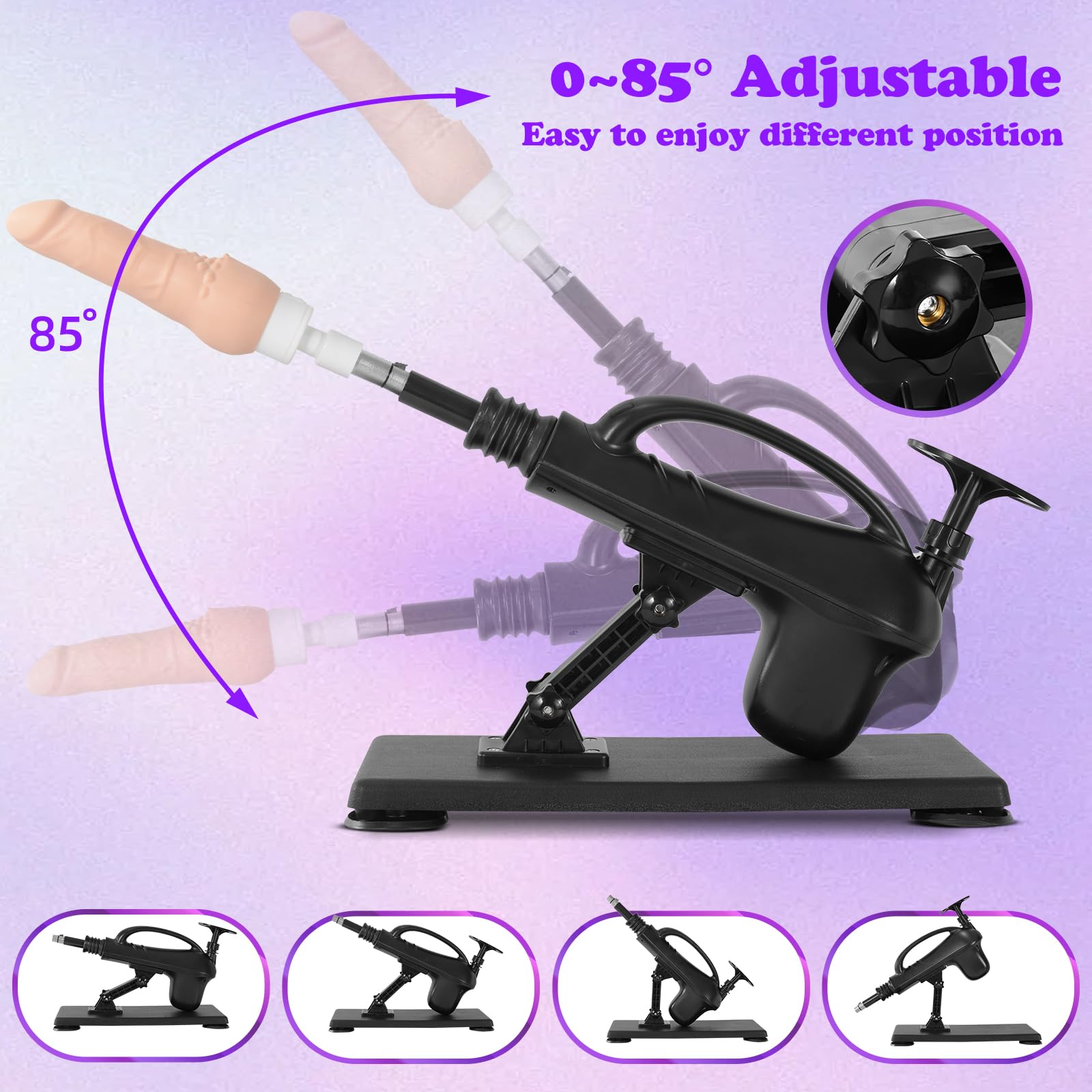 Macchina sessuale - Dildo vibrante e riscaldante, ventosa in dotazione, spinta automatica per G - spot e anali, giochetto adulto connettori 3XLR