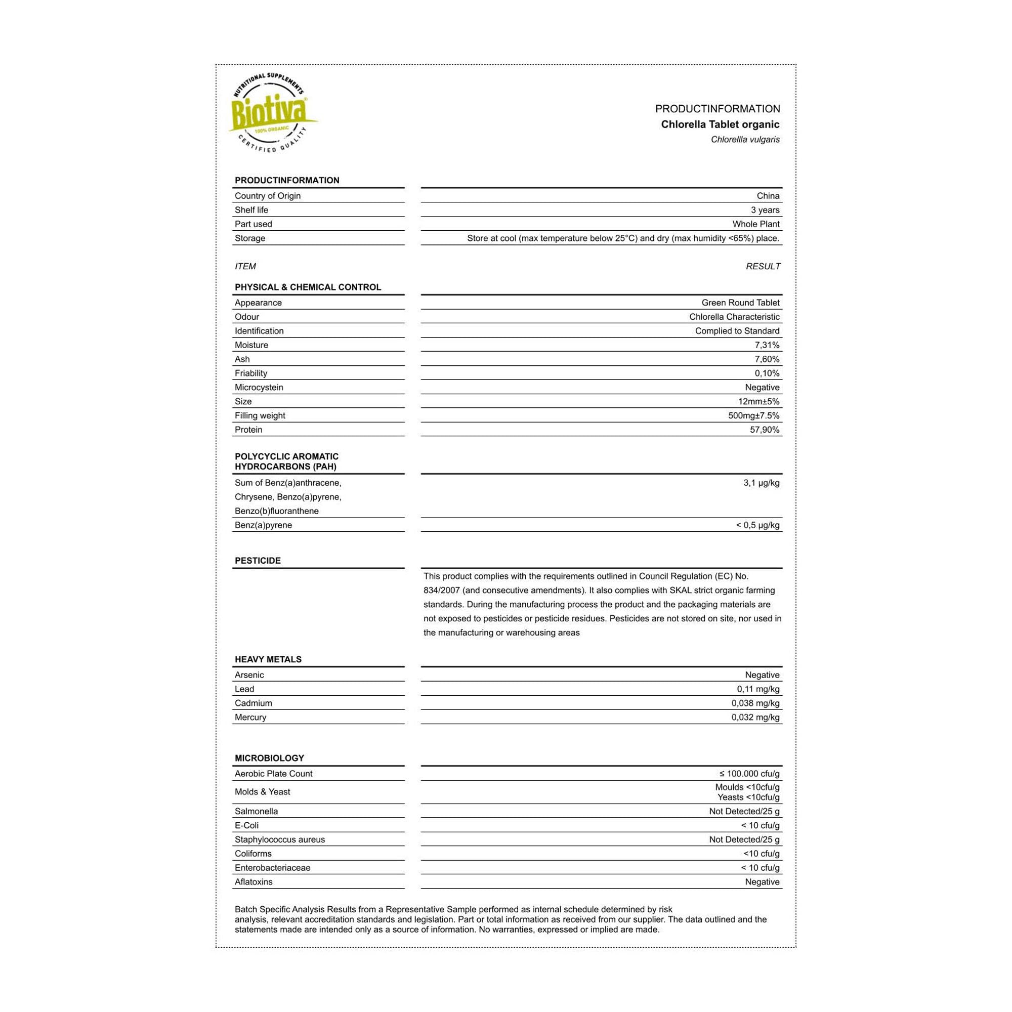 Comprimés de chlorella bio - 500mg fortement dosé - 500g - 1000 comprimés - Comprimés d'algue chlorella végane - Conditionné et contrôlé en Allemagne (DE-ÖKO-005)