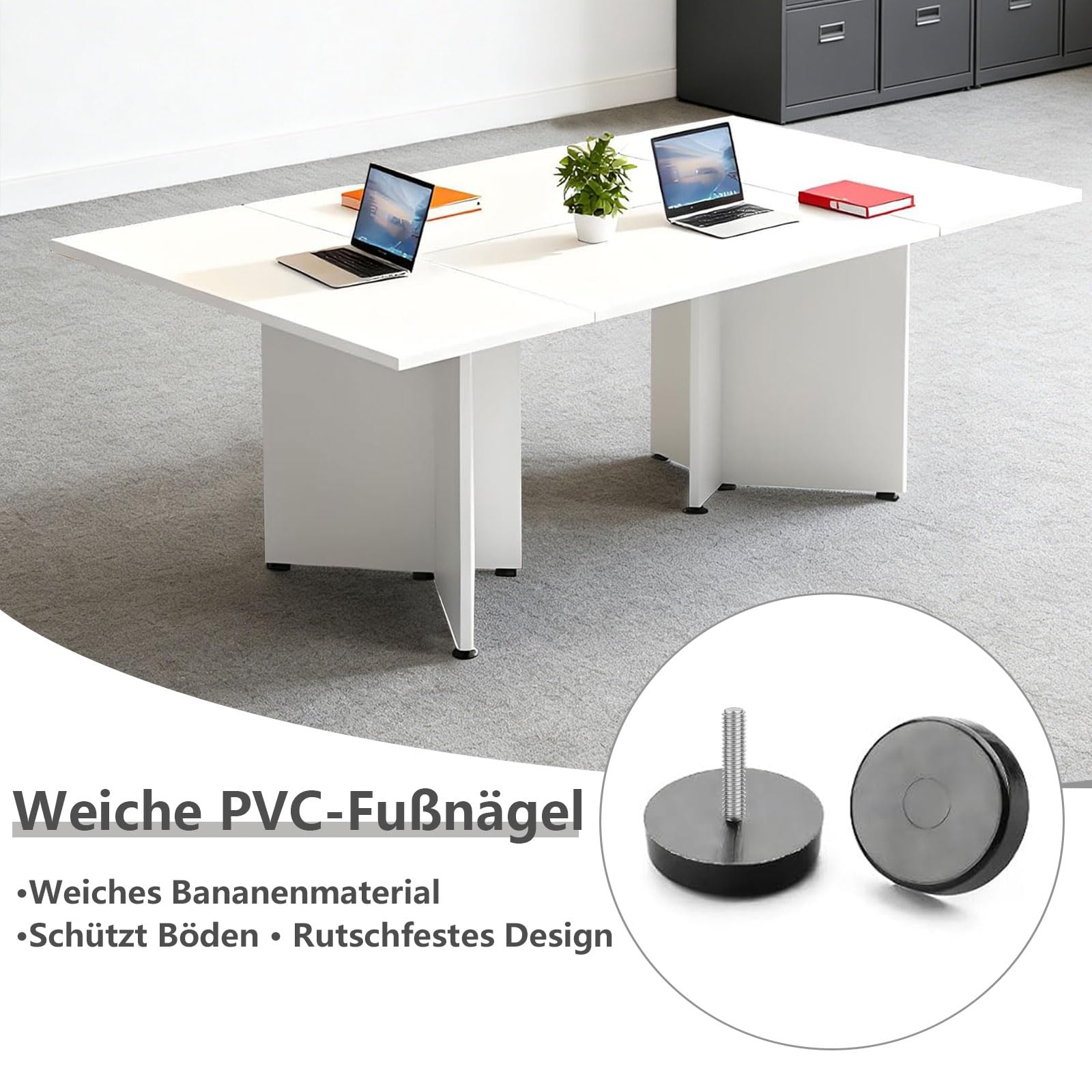 Modularer Konferenztisch Erweiterbar, Großer Besprechungstisch für 4-12 Personen, Schreibtisch Büro Tisch für Konferenzraum, Schulungsraum und Arbeitsplatz