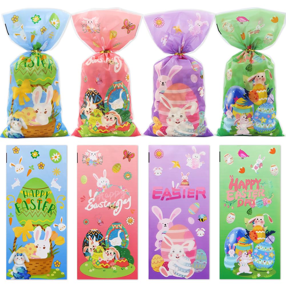 Sacchetti Pasquali Cellophane - Set 120 Pezzi Con Laccetti Per Dolcetti