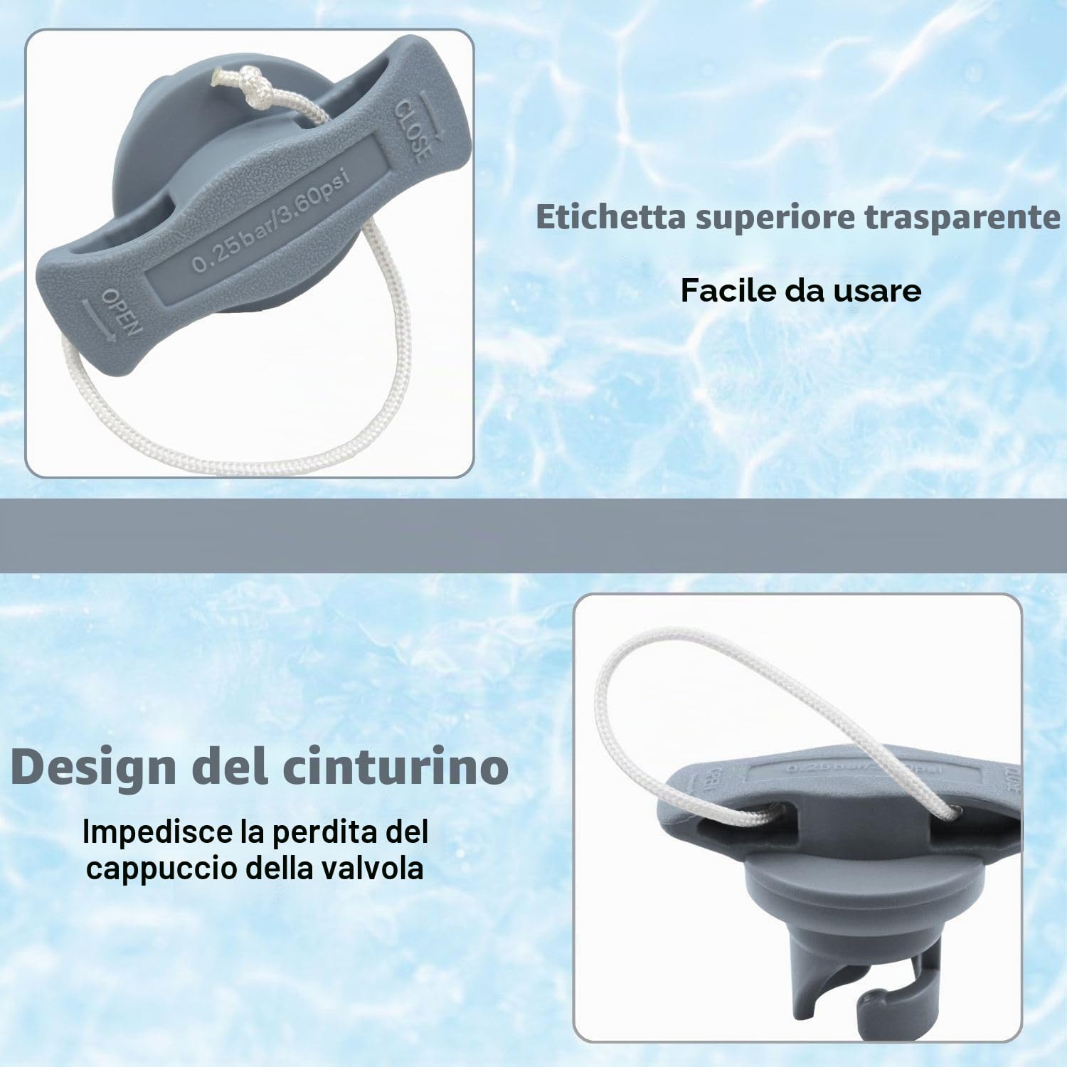 Set di tappi per valvola per canotti, SUP, 2 pezzi di ricambio | Set di tappi di ricambio per valvola gonfiabile e valvola SUP, 2 pezzi, adatti per chiusura valvola ad aria