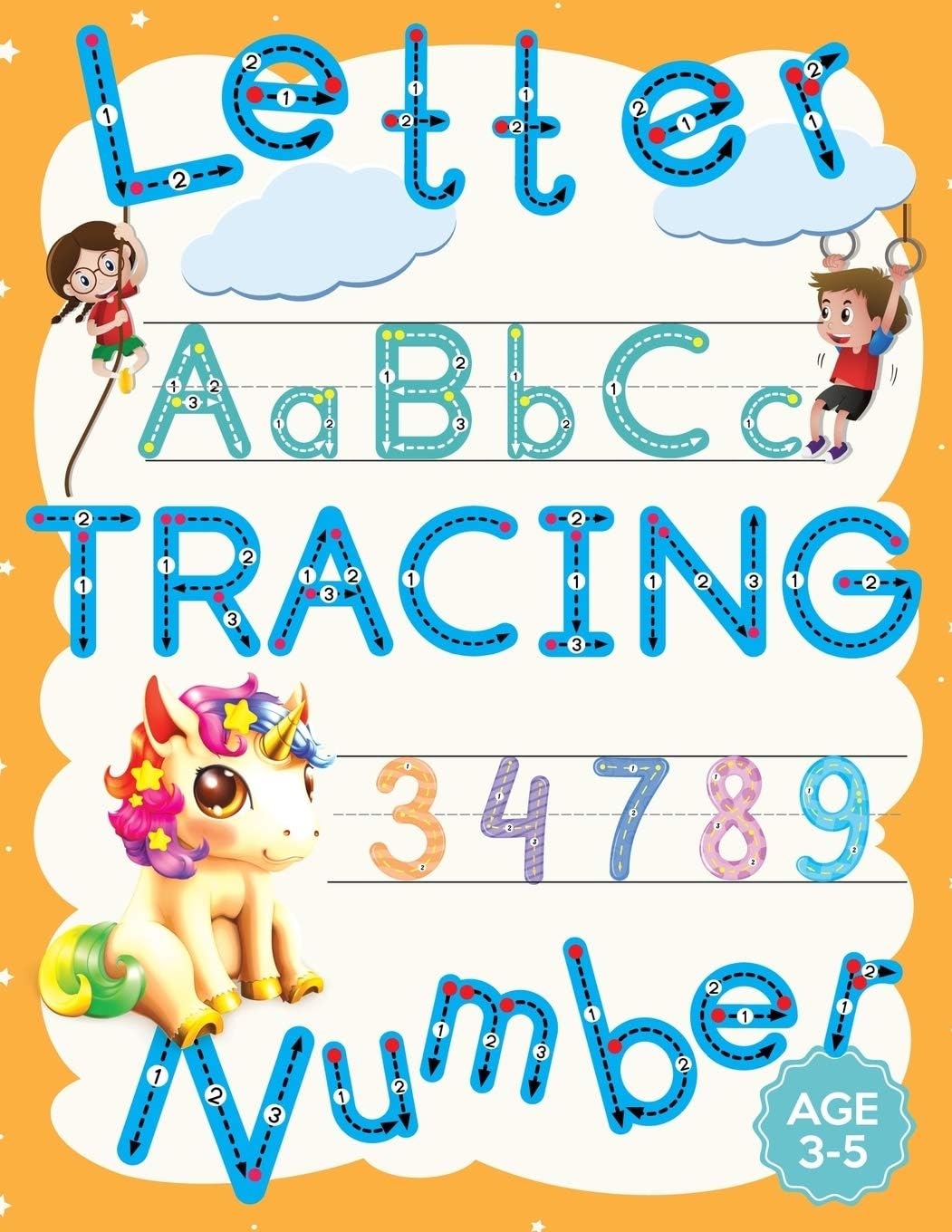 Trace and Color Books For Kids: Letter Tracing Book,Number Tracing Book for Preschool and Kindergarten Kids Age 3-5,4-8.3 Line Alphabet Tracing Books ... Book,Coloring Book for Preschooler,Pre K