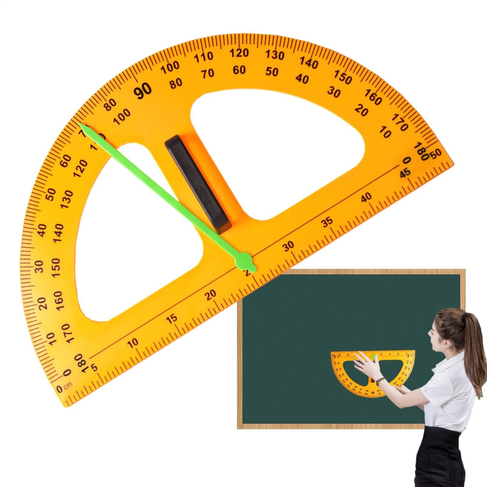 Medidor de ángulo: 45,5 x 25 x 2 cm, pieza de ABS, puntero digital | magnético de 50 cm, brújula educativa compatible con pizarra blanca con mango, regla de medición de geometría matemática