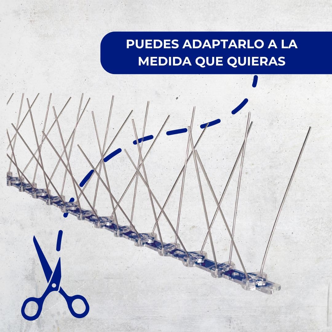 ANTICIMEX 5Metros Pinchos para Palomas de Acero Inoxidable con Cinta Adhesiva Fuerte para Ahuyentar Palomas y Pájaros | Ahuyentador Exterior para Balcones, Ventanas y Terrazas