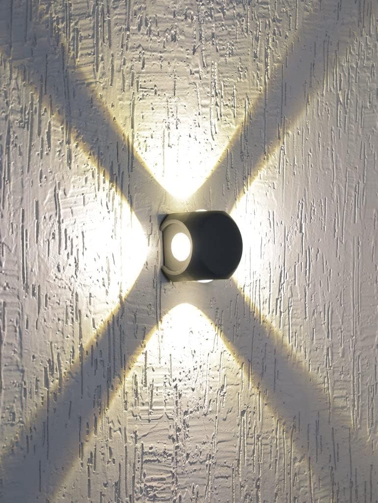Aadtya 4 Way IP-65 Waterproof 12W LED Outdoor UP Down Left Right Wall Light (Warm White,Metal)