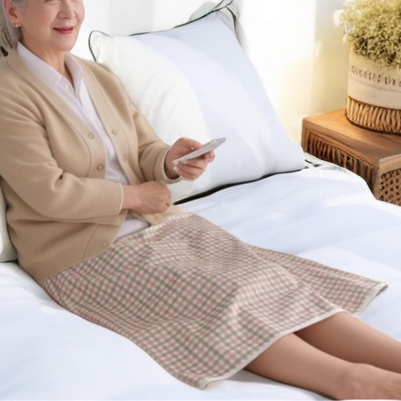 Riutilizzabili Traverse Letto Anziani Lavabili Regolabili Telo Impermeabile Letto Assorbenti da Letto per Incontinenza, Gonna Resistente All'urina(L/60-100cm,Pink Padded)