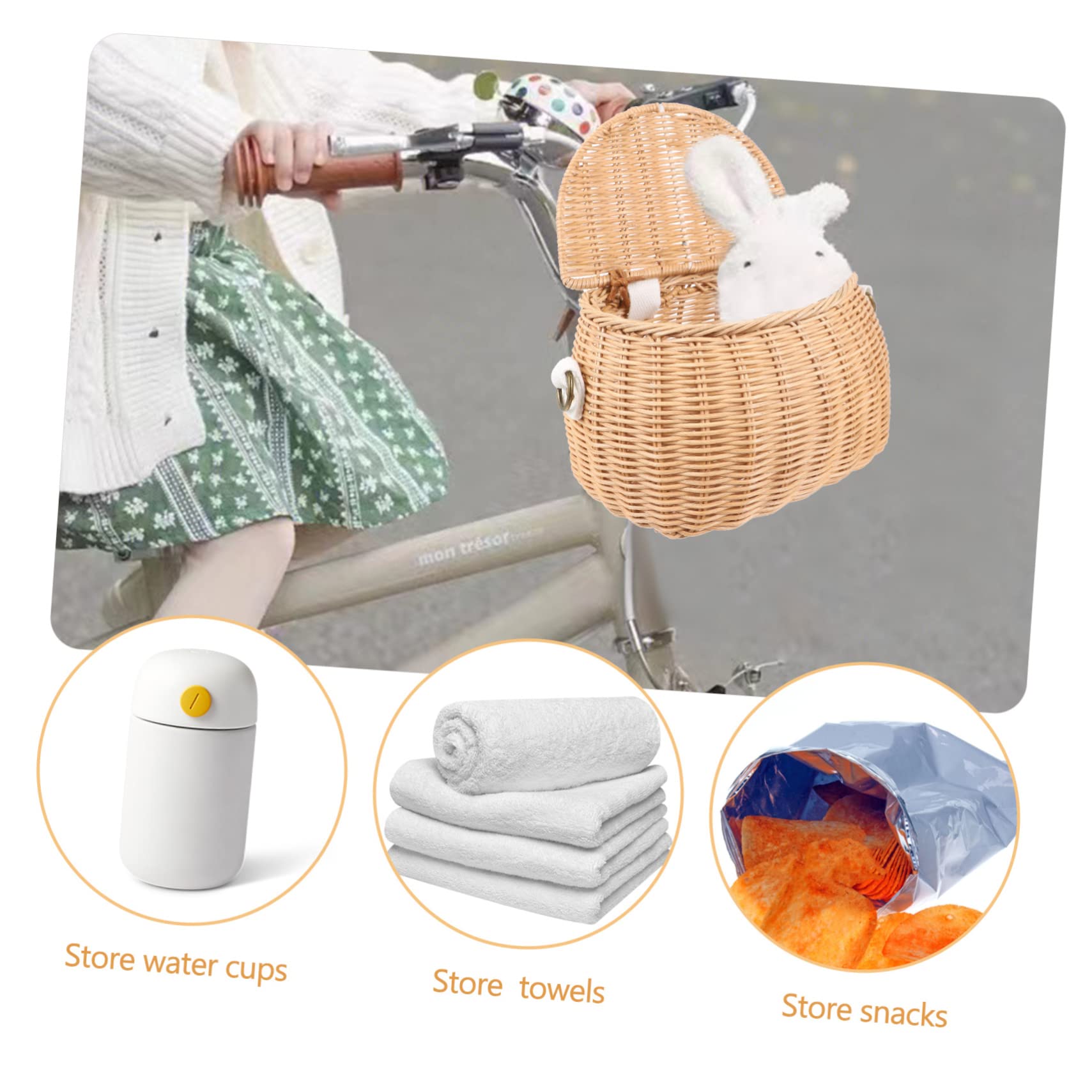 Anneome Cesta de Bicicleta de Ratán para Niños, Amarilla, Manual
