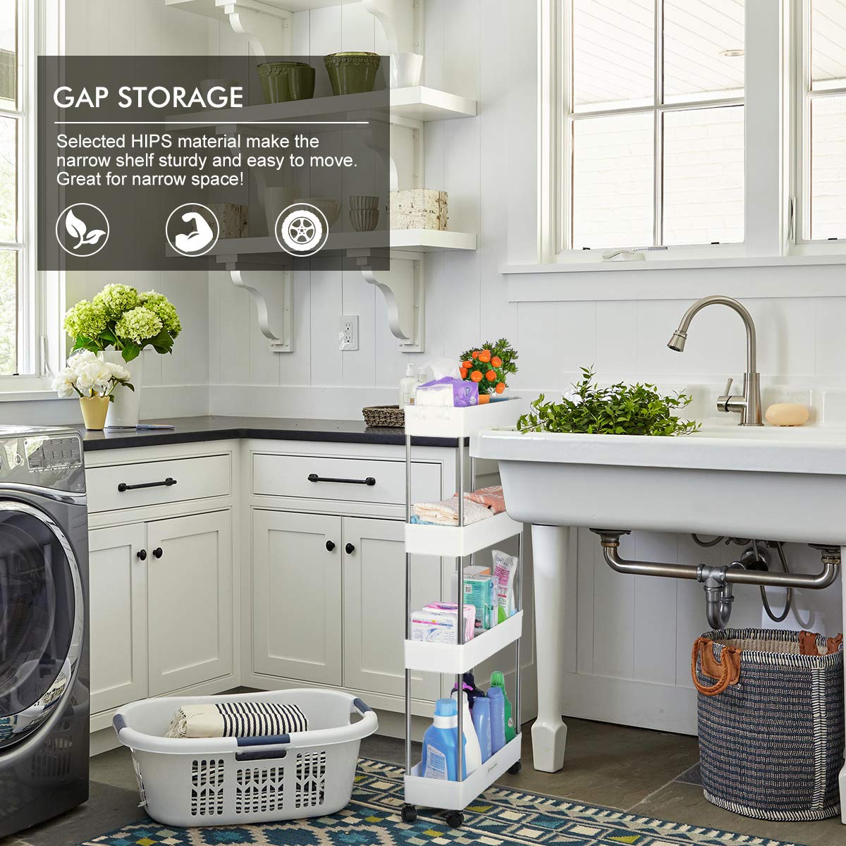 Buy Lantaly Gap Slim Storage Cart, Mobile Shelving Unit Organizer