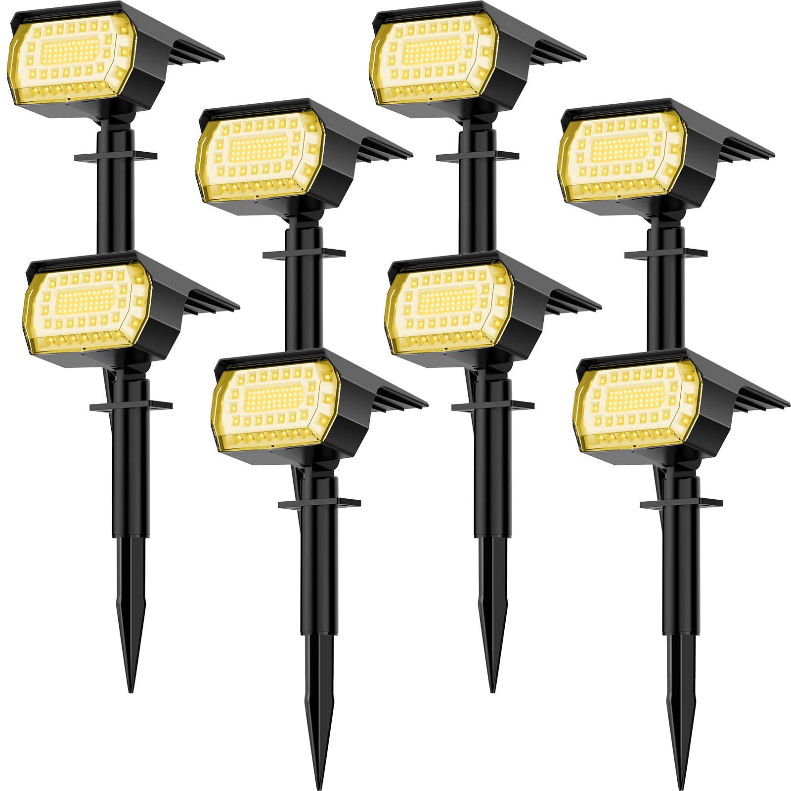 LANSOW Solar Spot Lights Outdoor, [8 Pack/76 LED] 2-in-1 Solar Landscape Spotlights, 3 Modes IP65 Waterproof Dusk to Dawn Solar Powered Flood Wall Lights for Outside Yard Garden Pathway(Warm White)
