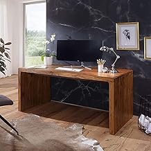 Corte Clasico Wooden Office Table for Work from Home | Computer/Laptop Workstation Gaming Desk | Solid Sheesham Wood Desk | Honey Oak Finish