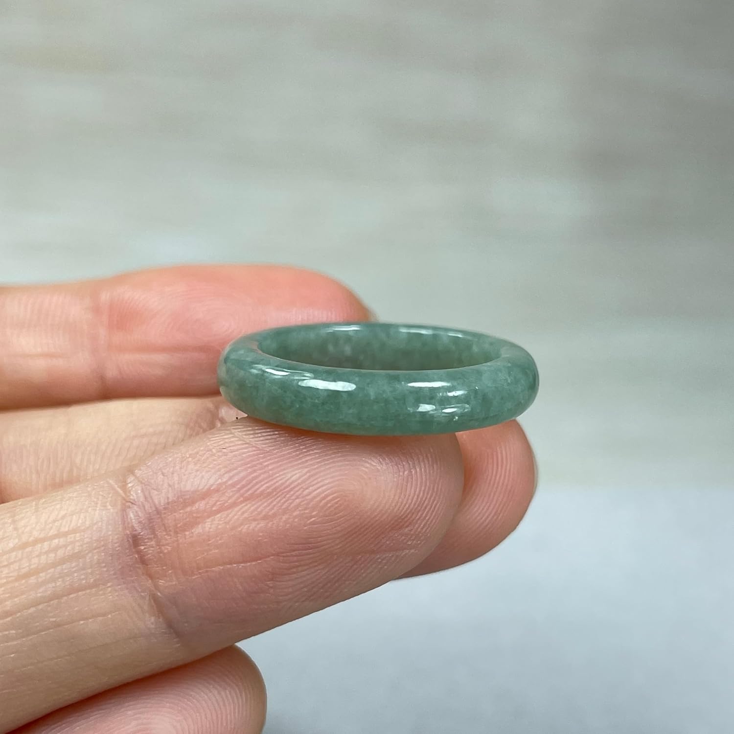 Genuine Jadeite Jade Ring – Green Natural Jade Band, Polished Comfortable Everyday Stackable Statement Ring, Unique Feicui Jewelry