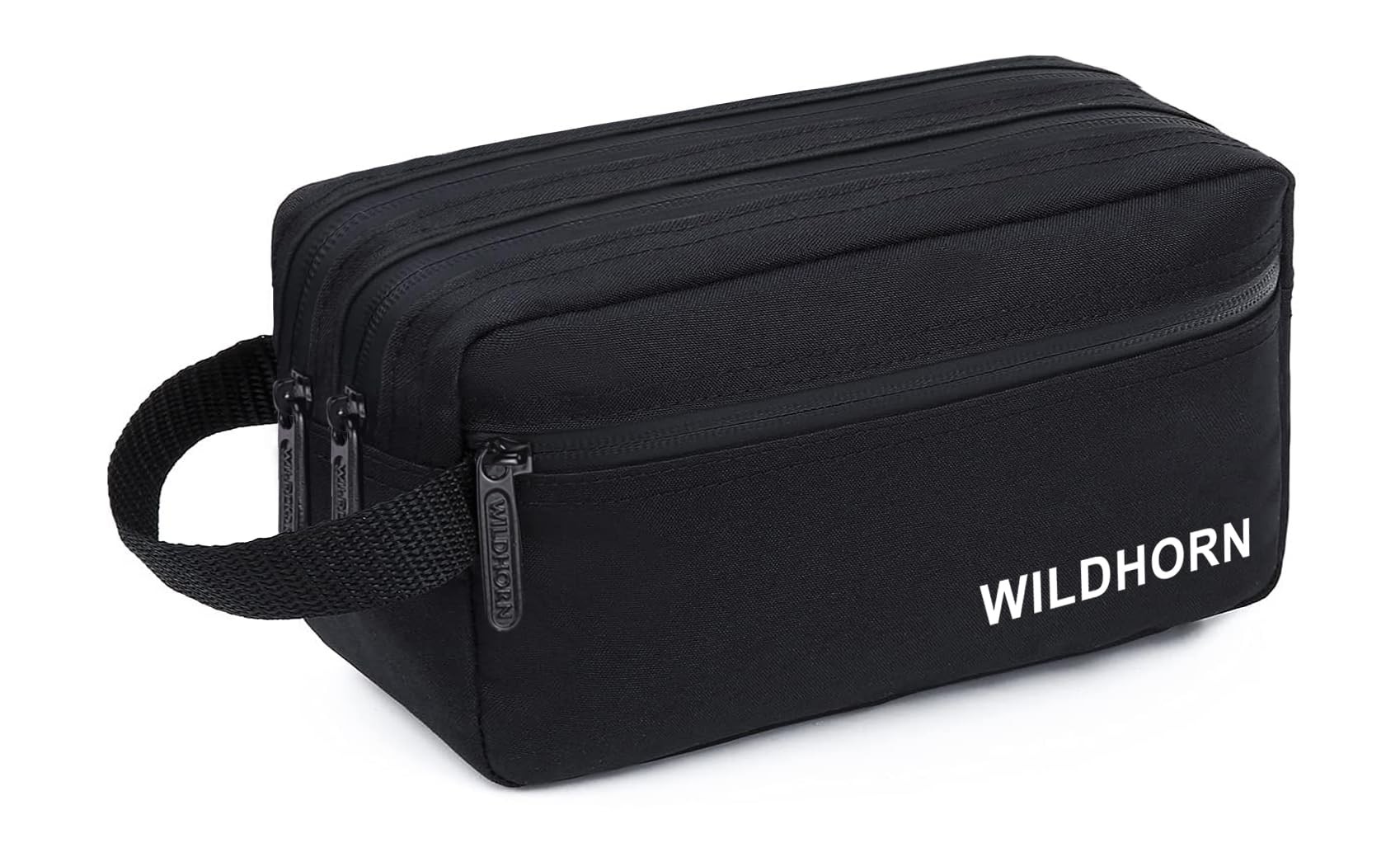 Polyester Toiletry Bag for Men, Travel Toiletry Organizer Dopp Kit Water-Resistant Shaving Bag for Toiletries Accessories, Door Room Essentials, Black (Black)