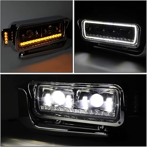 Miniatura 4 de DNA MOTORING HL-HAY-008-BK - Par de faros delanteros de iluminación LED, color negro, compatible con Peterbilt 389 2008-2022, lado del conductor y