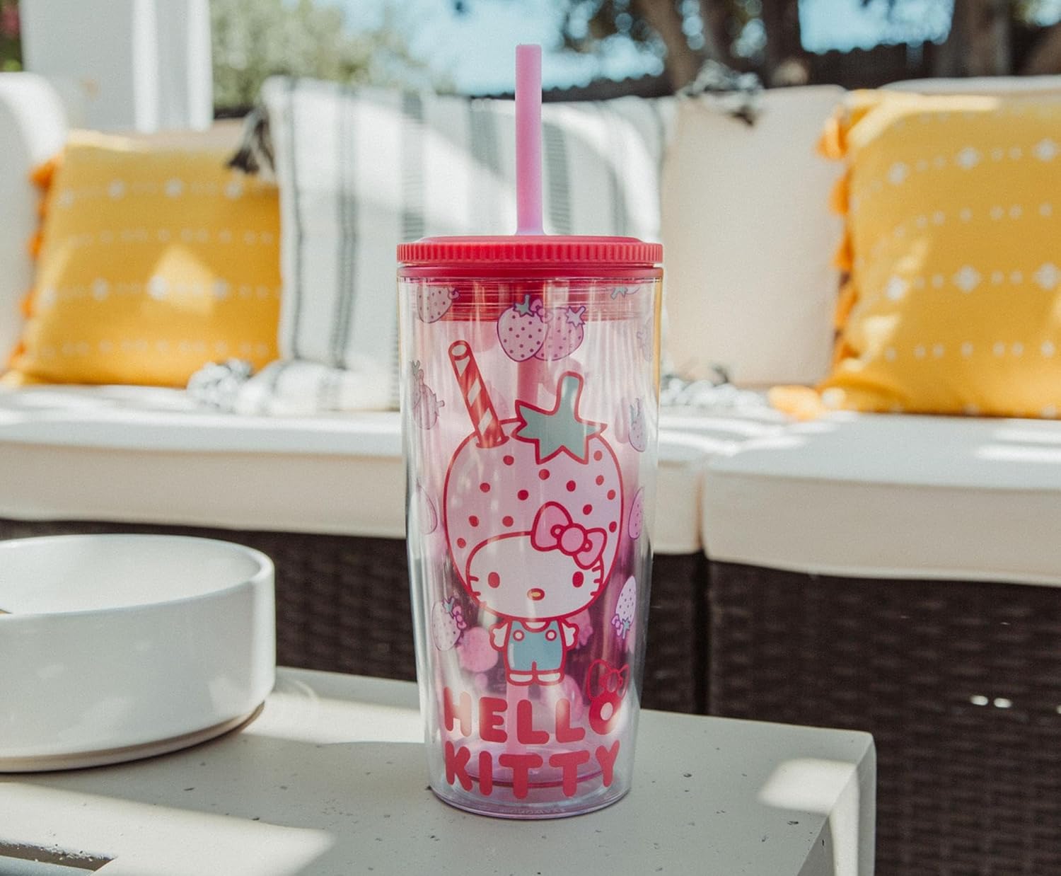 Silver Buffalo Sanrio Hello Kitty Strawberry Spill Resistant Plastic Tumbler, 20 Ounces - Image 8