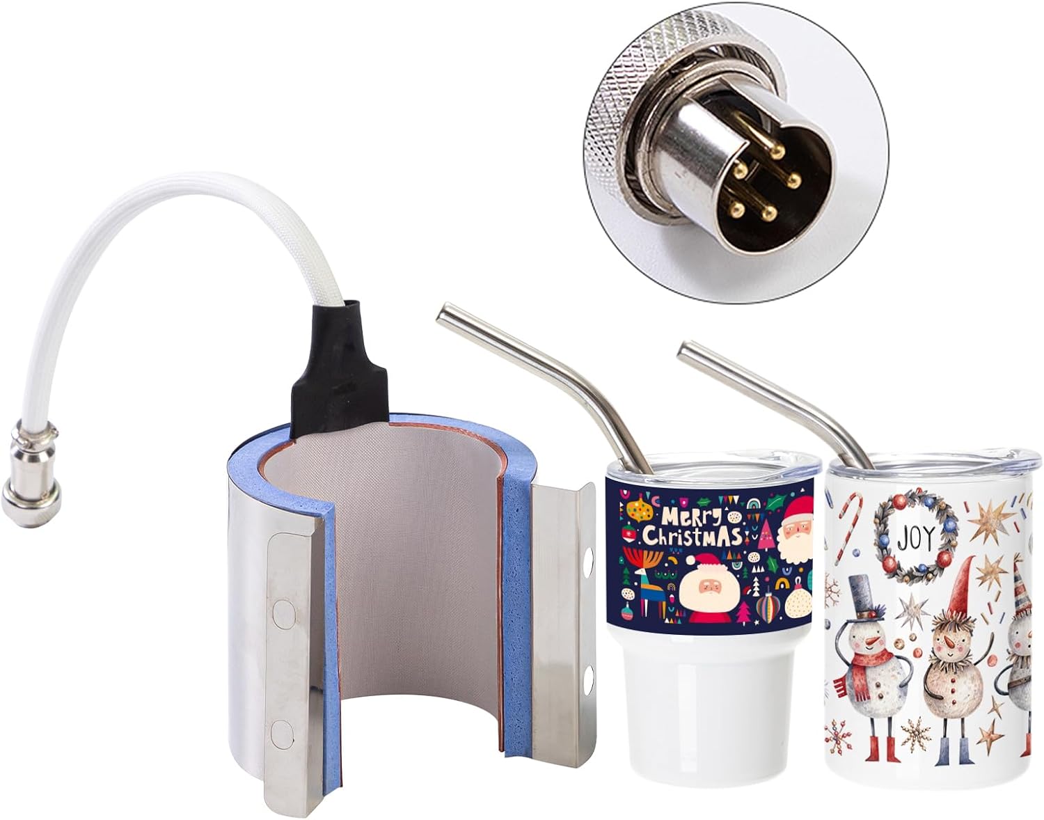 PYD Life Straight Tumbler Heat Press Attachment - Stainless Steel 3 OZ Mini Sublimation Skinny Tumblers