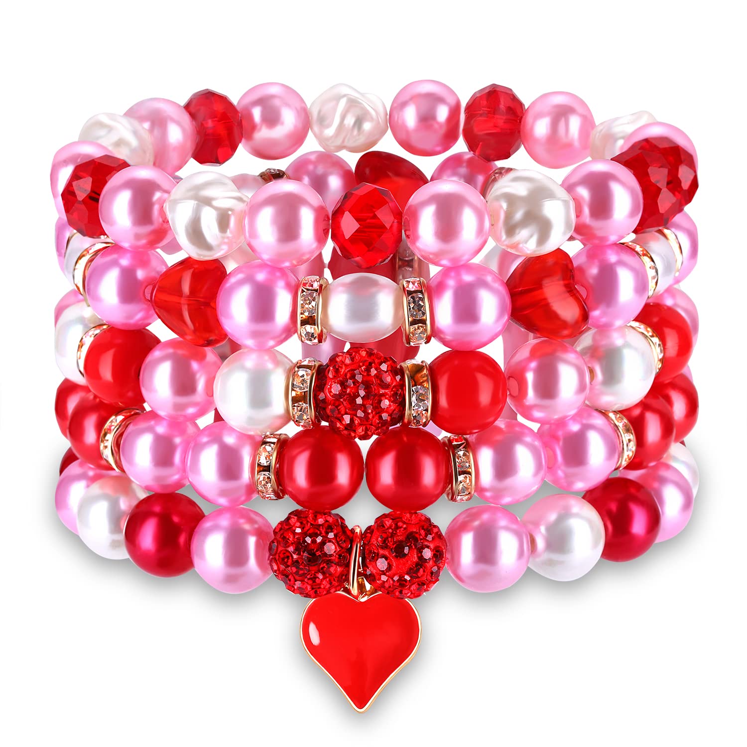 BSJELL Lot de 5 bracelets à perles empilables pour Noël, Thanksgiving, la Saint-Patrick, la Saint-Valentin, les vacances, les vacances, bijoux