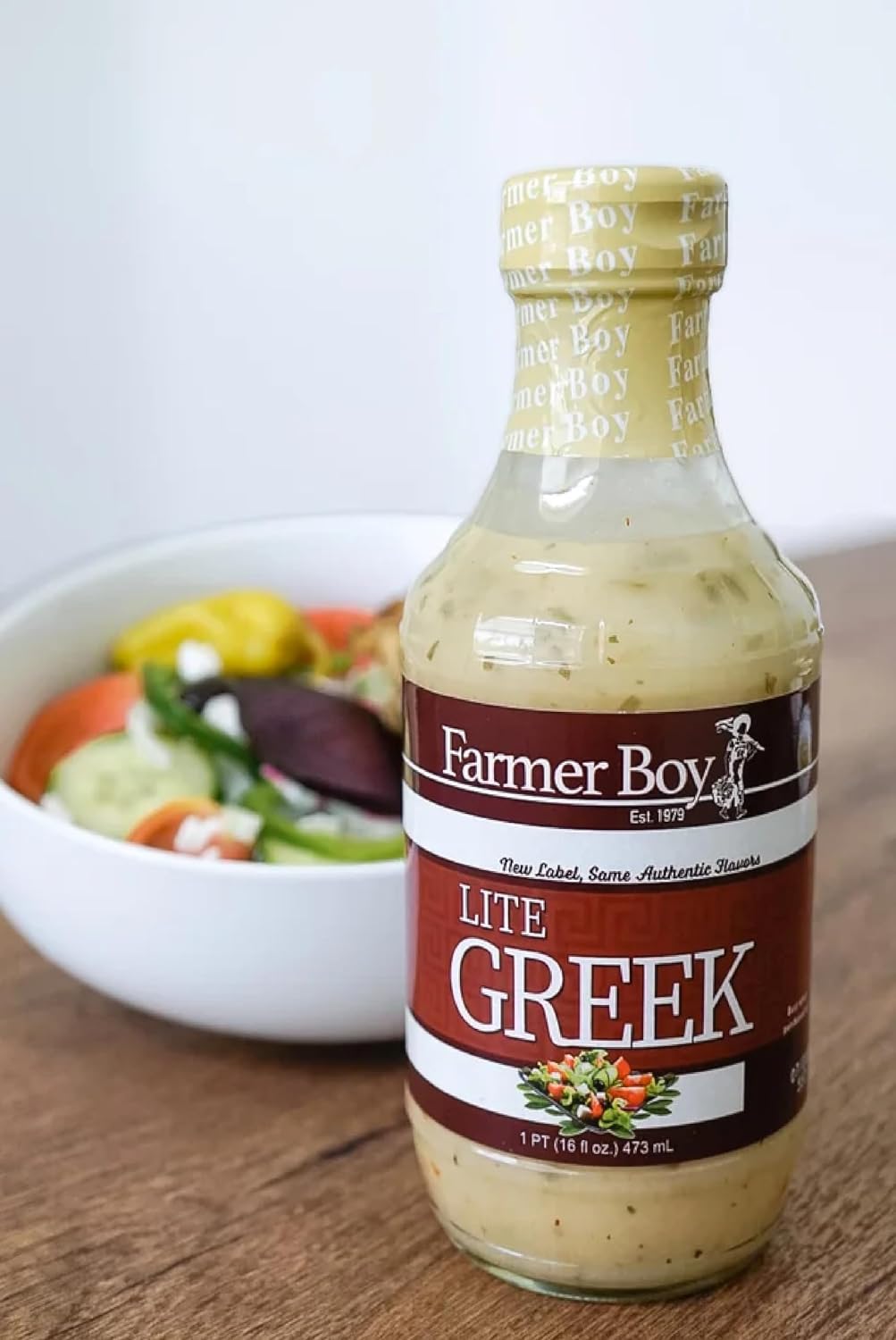 Farmer Boy Lite Greek Dressing, Low Fat, Gluten Free, All Natural, No MSG, Great for Marinating, 16 fl oz Bottles, 4 Bottles