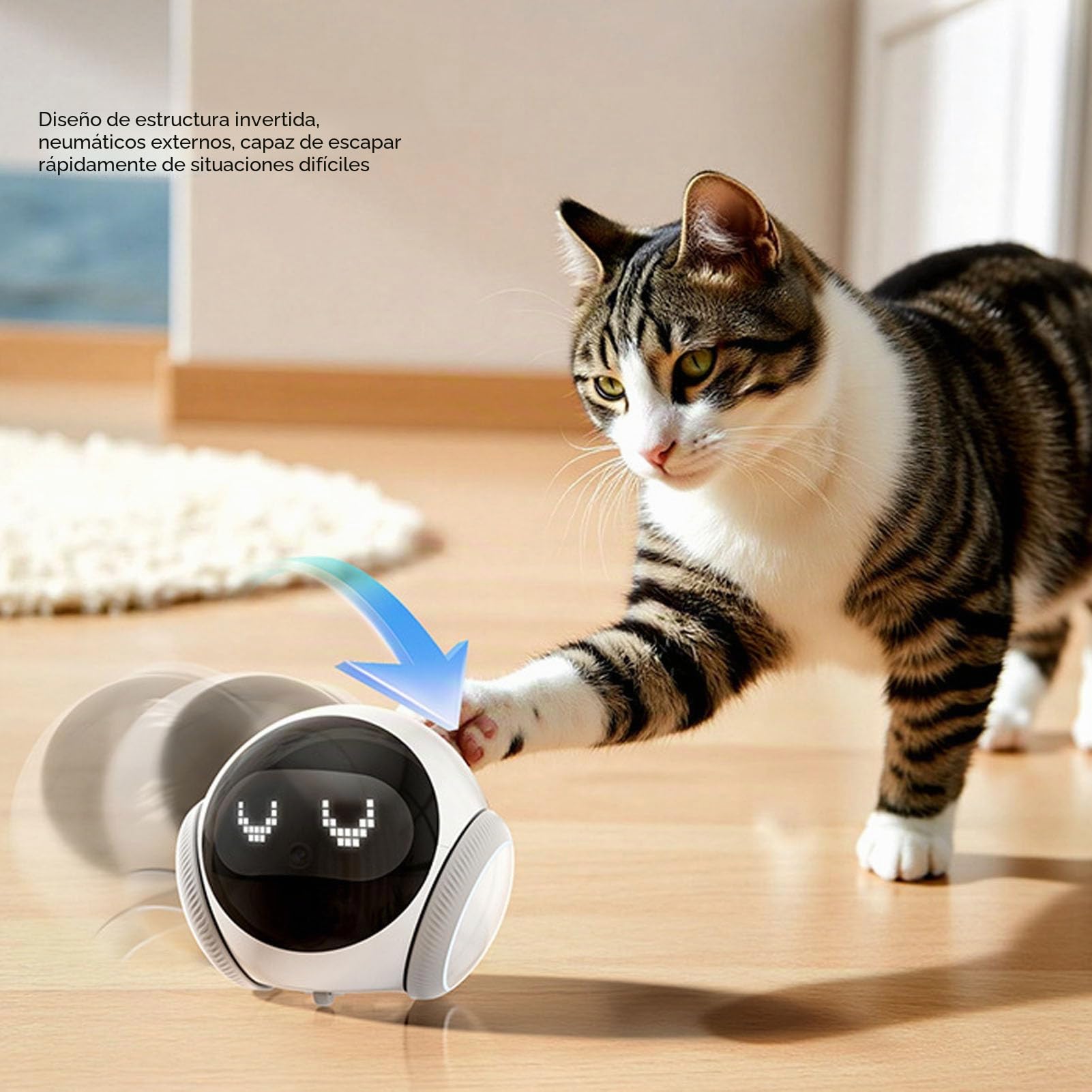 Robot Cámara Mascotas 1080P Móvil con Ruedas, Control Remoto App, Automático Batería Recargable para Perros Gatos Monitoreo En Vivo Visión Nocturna Envío de Notificaciones