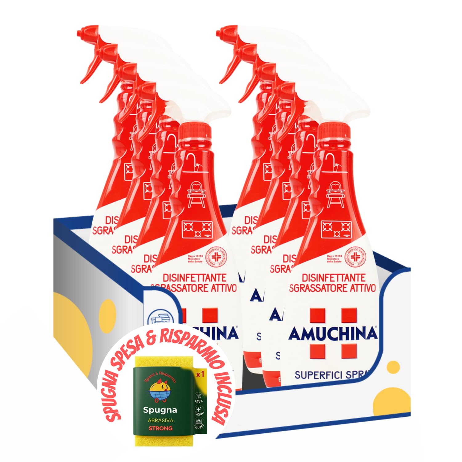Spray Sgrassatore Igienizzante Superfici 750 ml kit con Spugna Brandizzata SPESA & RISPARMIO Inclusa – Variazioni 4/8/12 Pezzi – Pulizia Profonda Cucina & Casa (8)