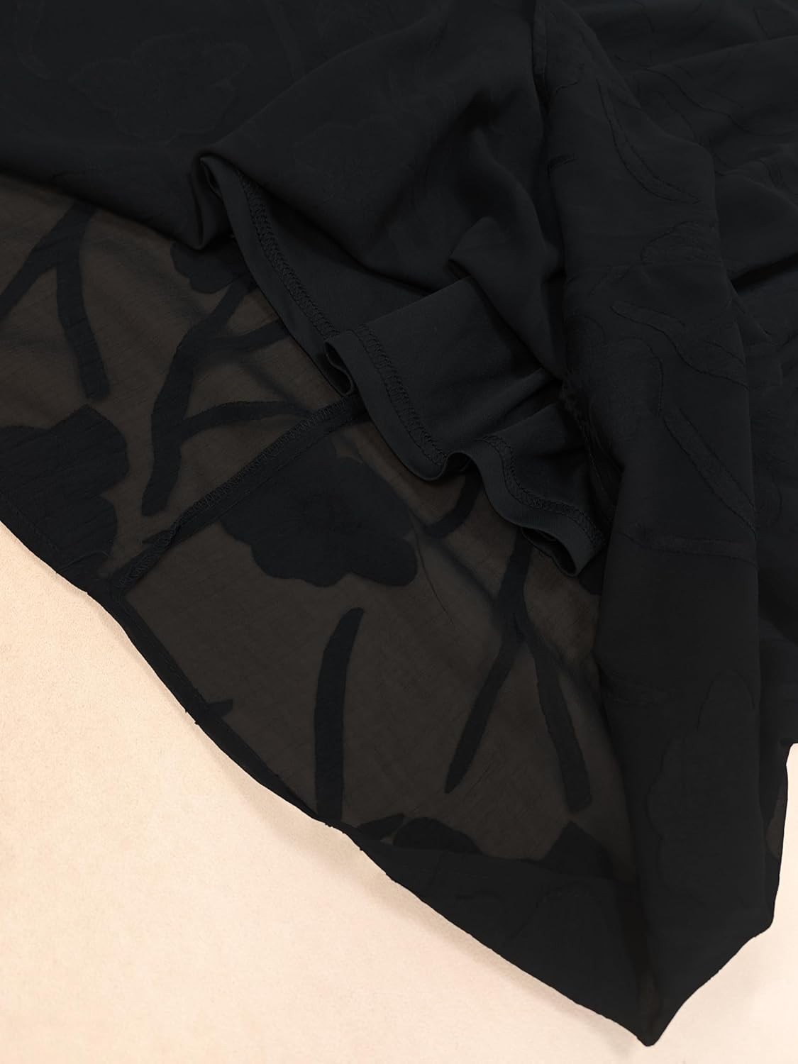 Women's Floral Mesh Midi Dress, V-Neck, 3/4 Bell Sleeves,Evening Party Dress - Image 6