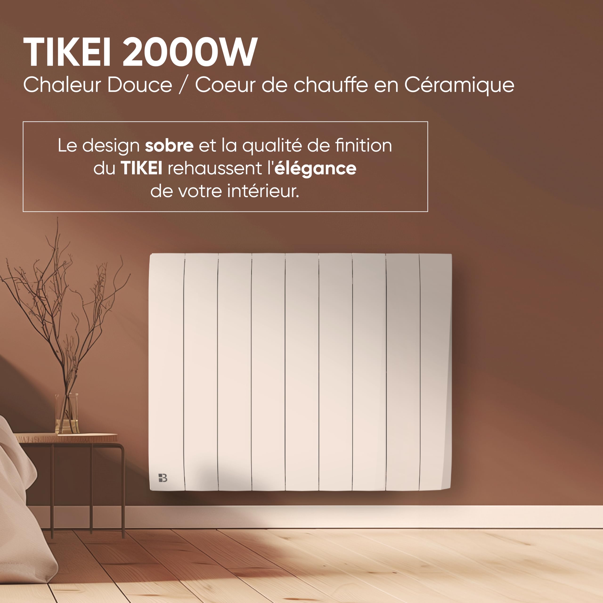 Radiateur Inertie Sèche Bestherm TIKEI 2000W - Blanc - Programmateur 7 Jours - Écran LCD