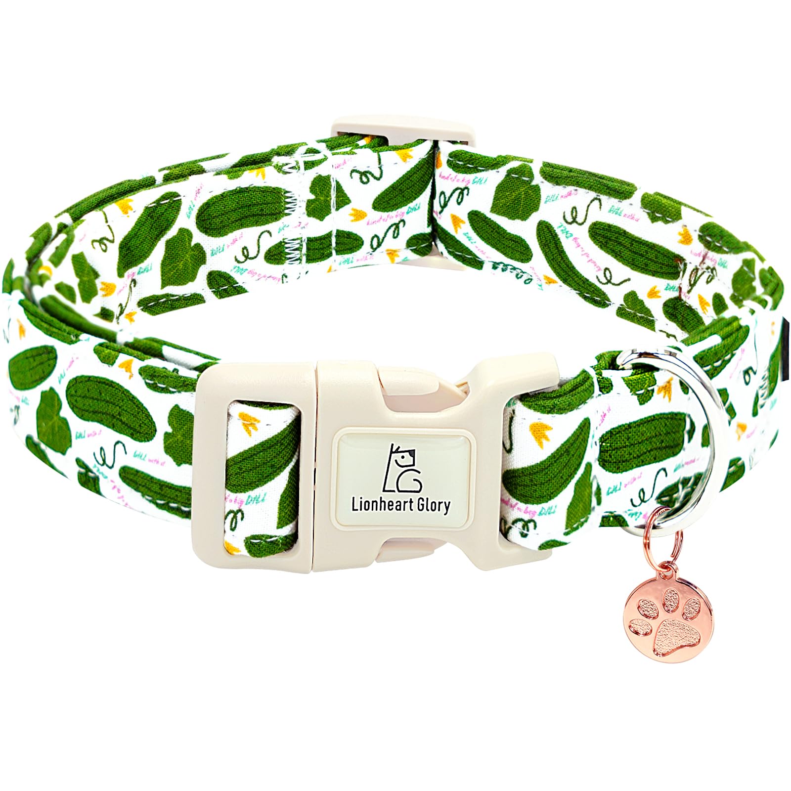 Lionheart glory Dog Collar Green Spring Summer Collar for Medium Dogs,Adjustable Duty Heavey Pet Collars Cute Puppy Collars