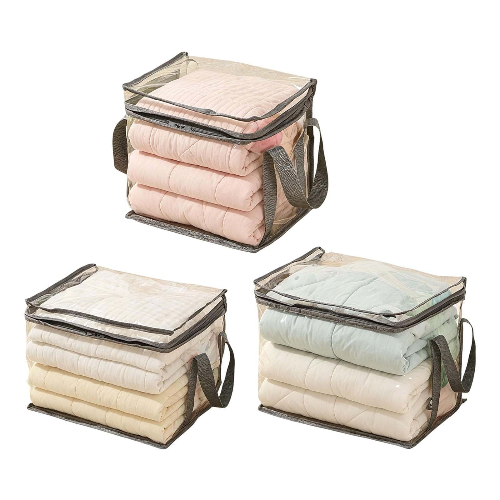 Mekalero Grey Of 3 Transparency Organizers Storage Bags With Zippered Closure For Storing Toy Documents Dustproof Storage Pouches