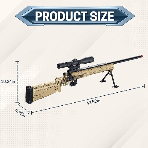 Miniatura 7 de Amplelife Modelo de pistola de bloques de construcción, 1589 piezas de modelos de rifle de asalto para coleccionistas de pasatiempos militares,