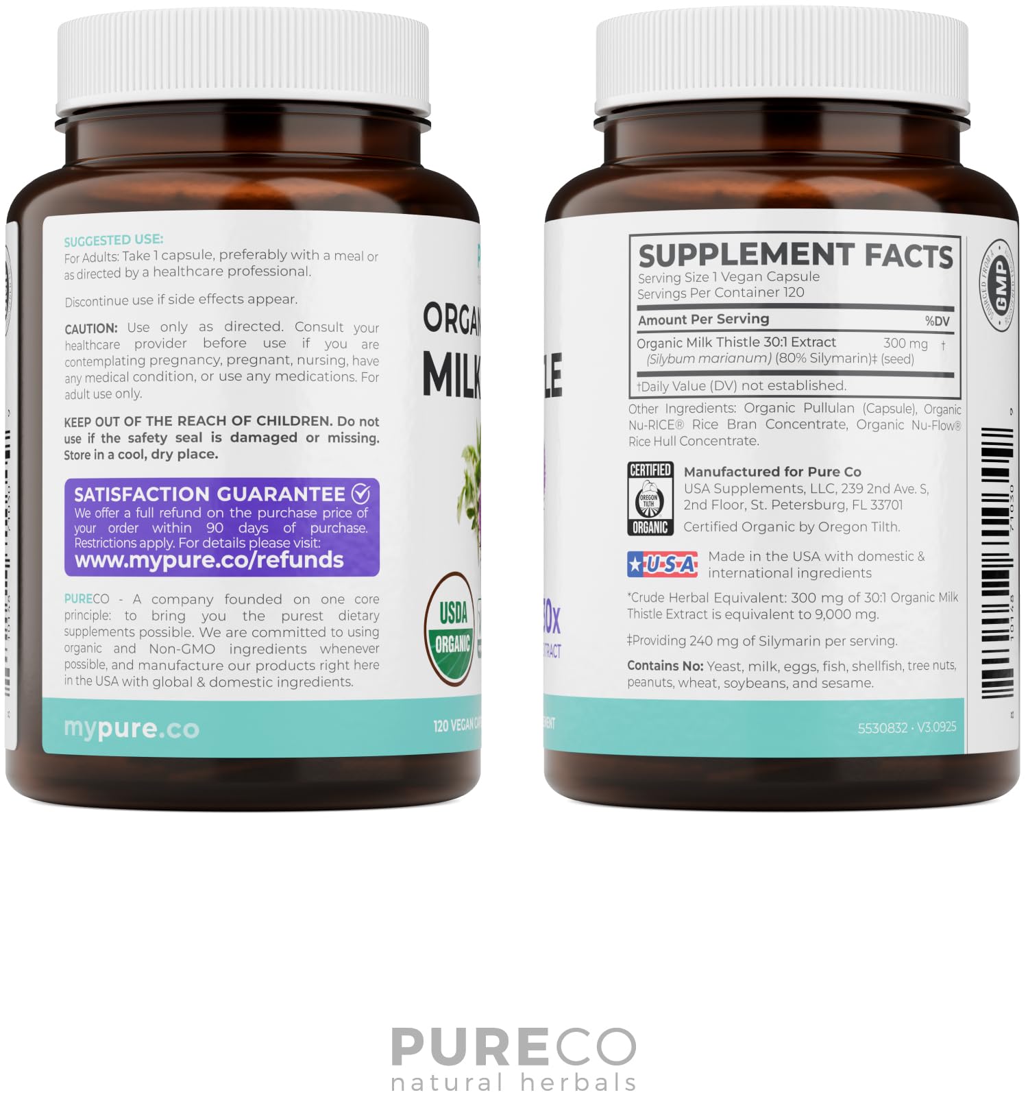 USDA Organic Milk Thistle Capsules - 80% Silymarin Supplement for Liver Support- Super Concentrated Organic Milk Thistle 300mg 30:1 Per 1 Capsule Serving - Liver Detox and cleanse - 120 Day Supply — Amazon image 7