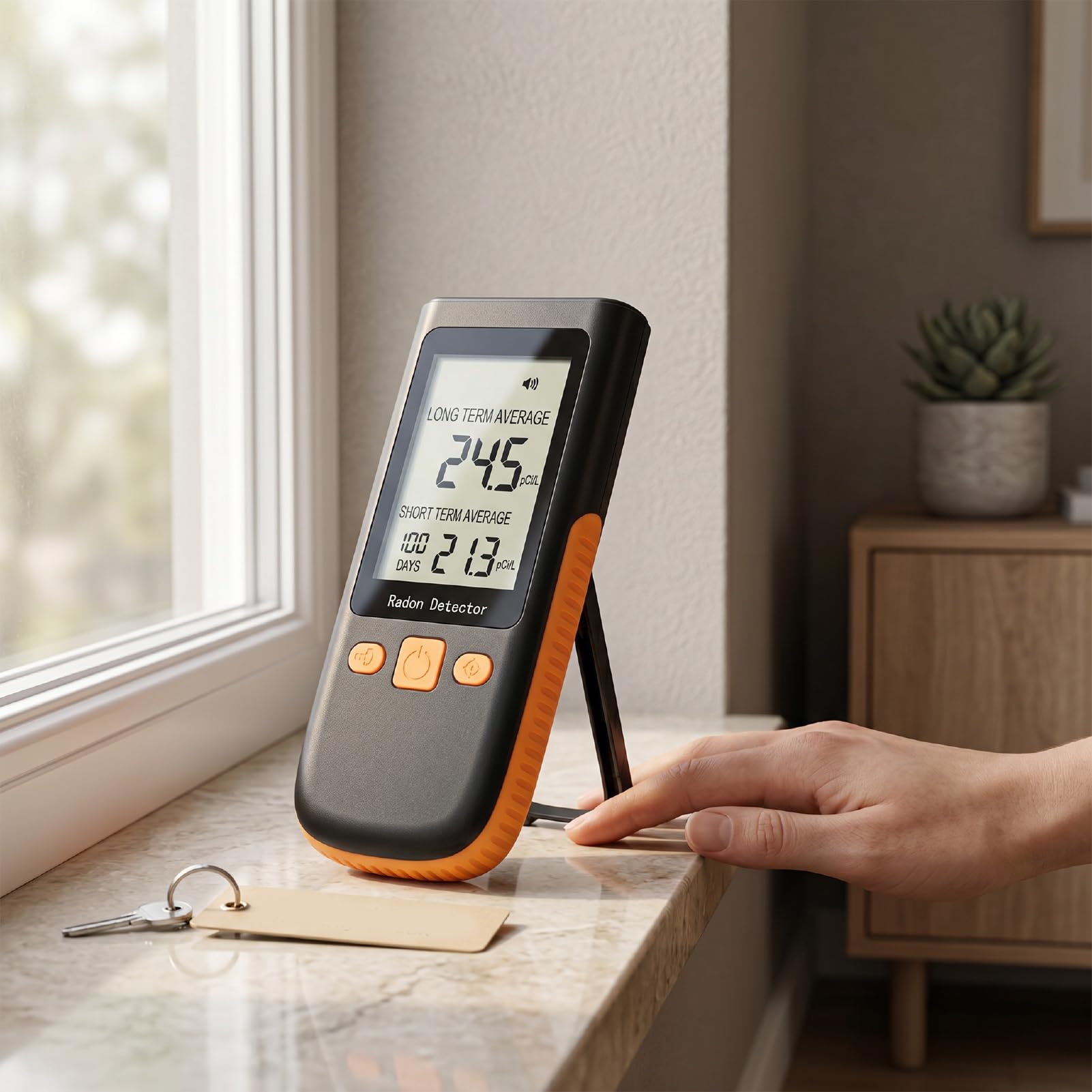 banapoy Rilevatore di Radon per la Casa, da 0 a 270 PCi/L, Monitor Radon Portatile, Display LCD Test Rapido Rilevamento Intelligente, per Casa, Aula Scolastica, Seminterrato